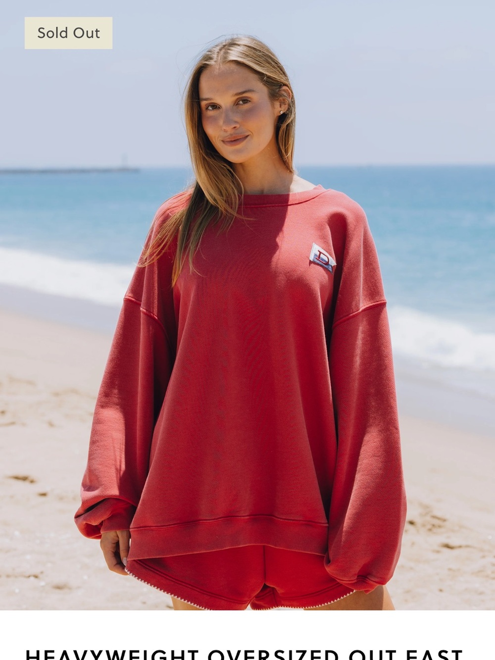 Daily Drills Oversized Coral-Red Crew Sweatshirt
